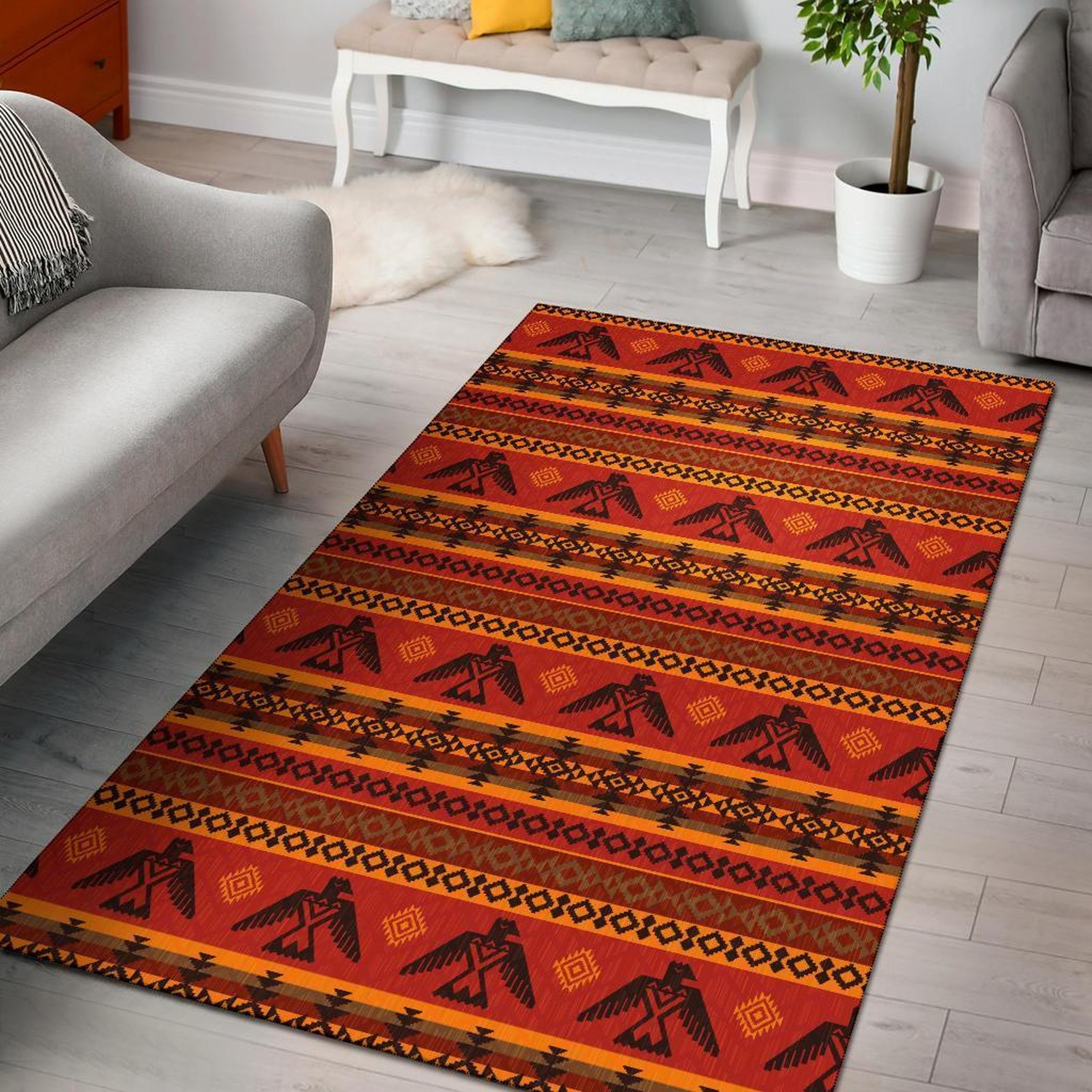 Eagle Native American Pattern Print Area Limited Edition Rug - Unique Anime Apparel for Fans