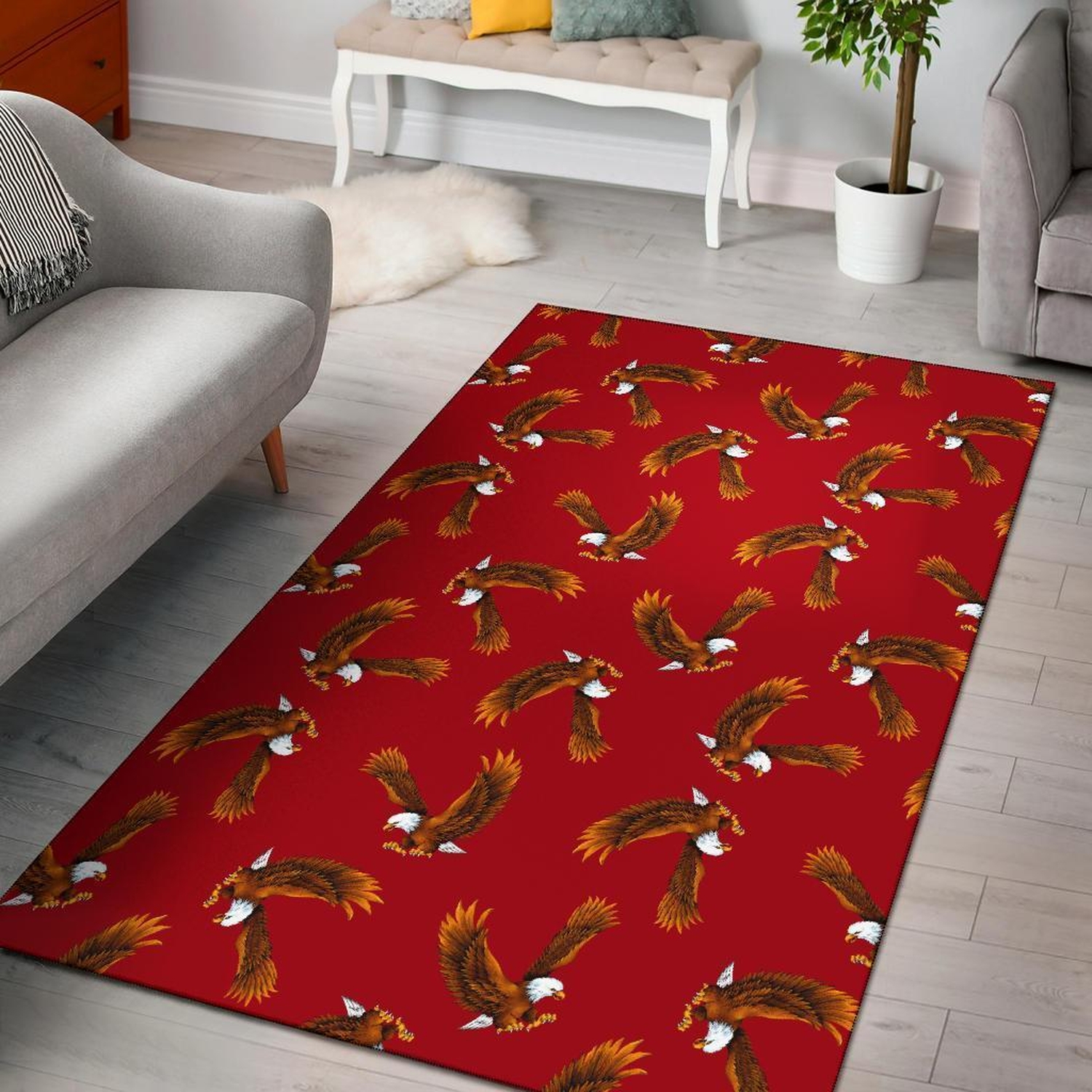 Eagle Red Pattern Print Area Limited Edition Rug - Unique Anime Apparel for Fans
