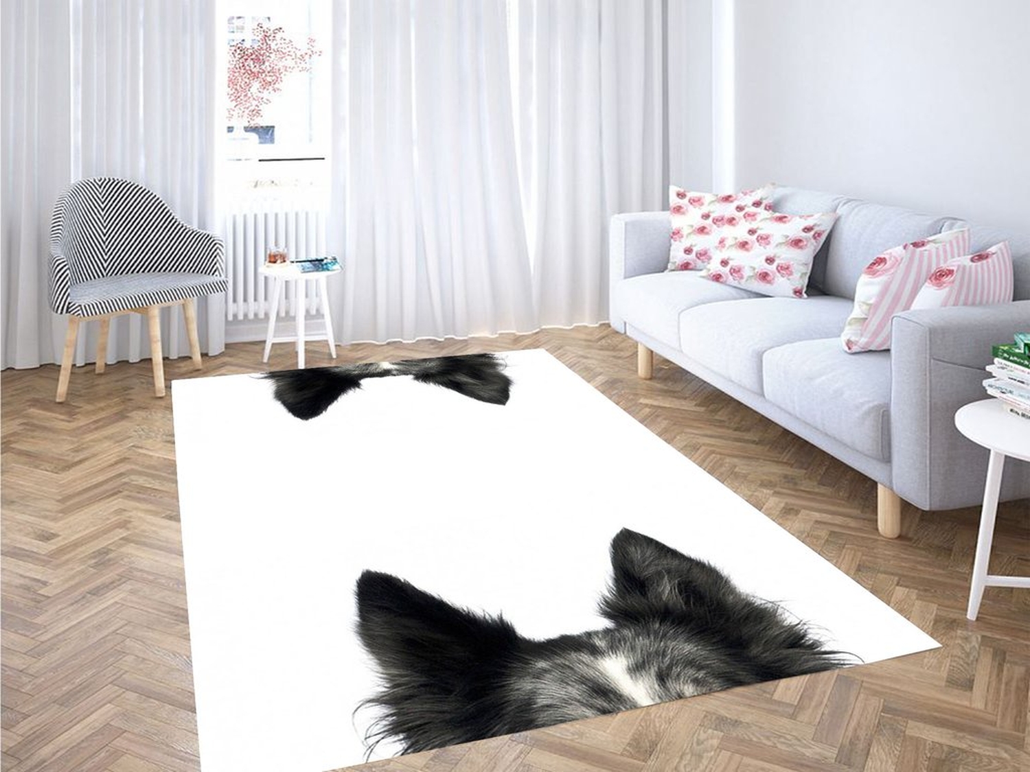 Ear Dog Living Room Modern Carpet Rug - Unique Anime Apparel for Fans