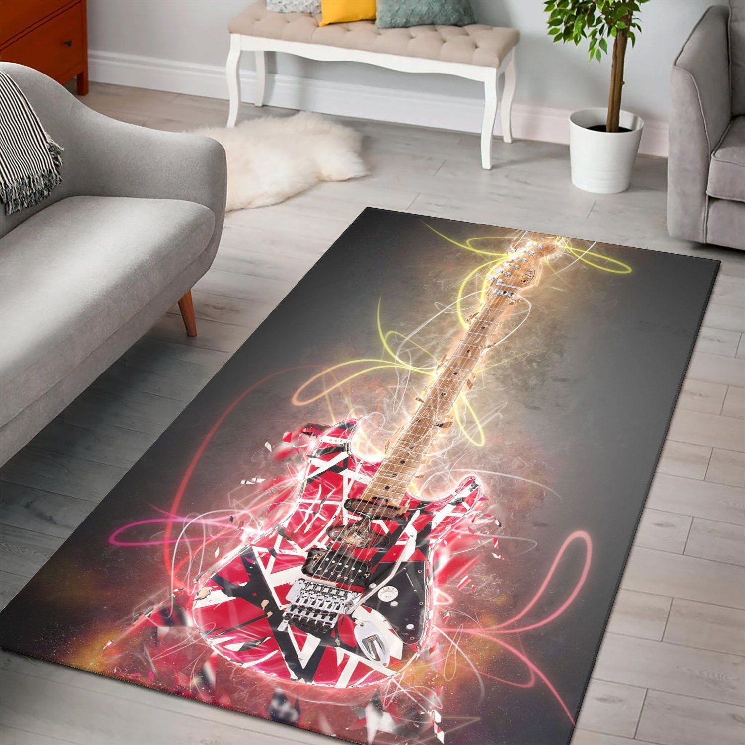 Eddie Van Halen Guitar Rug - Unique Anime Apparel for Fans