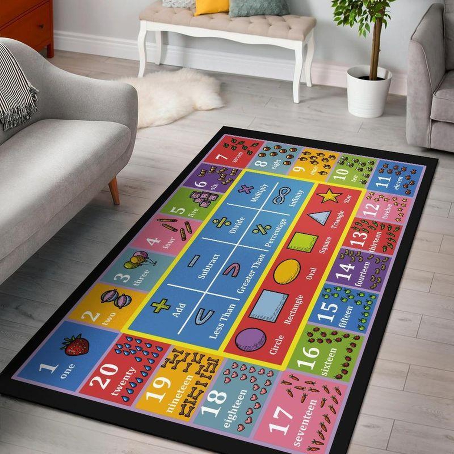 Educational Counting Area Rug - Unique Anime Apparel for Fans