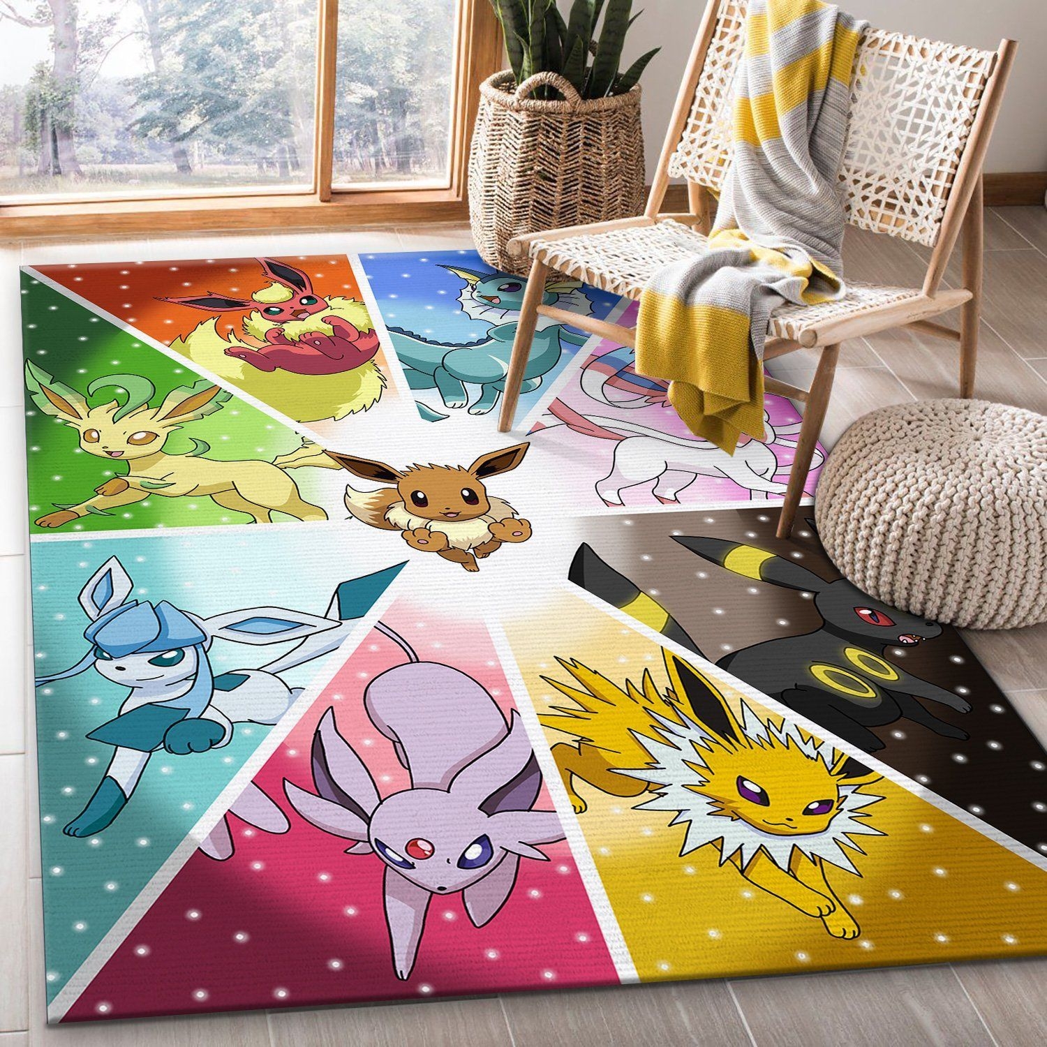 Eevee Pokemon Area Rug – Custom Size And Printing - Unique Anime Apparel for Fans