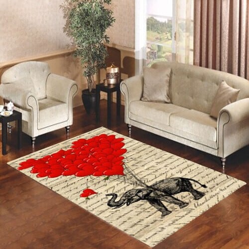 Elephant And Heart Rectangle Rug Decor Area Rugs For Living Room Bedroom Kitchen Rugs Home Carpet Flooring TTG013016
