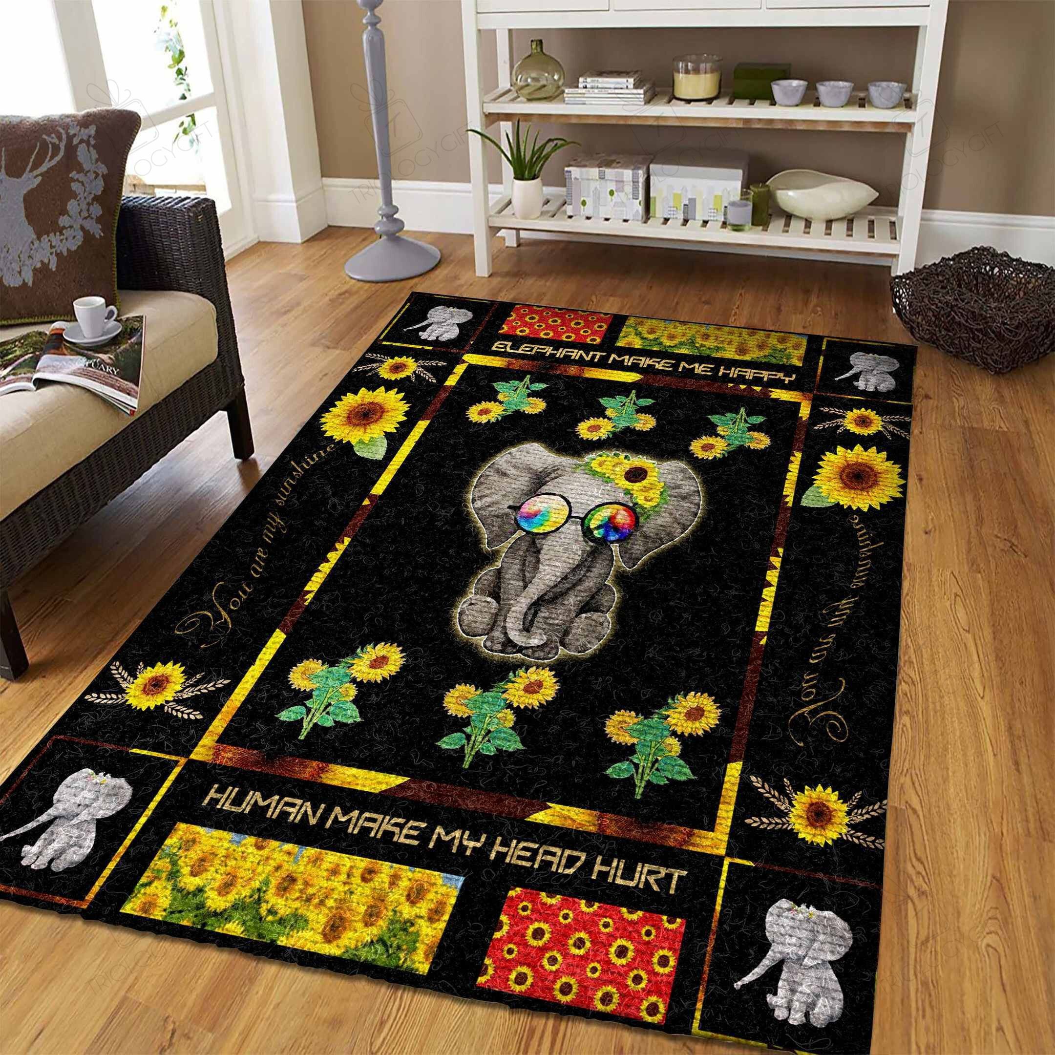 Elephant Hippie Qd93892 Rectangle Rug Decor Area Rugs For Living Room Bedroom Kitchen Rugs Home Carpet Flooring TTG013027