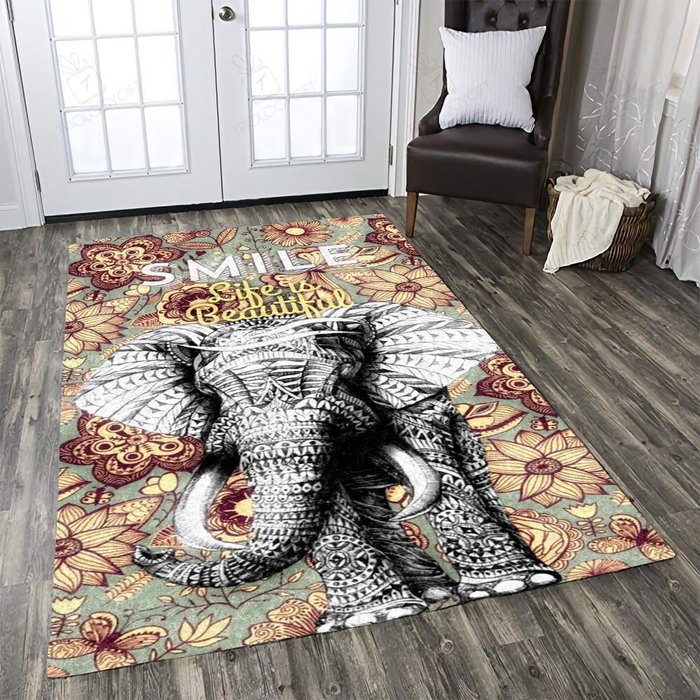 Elephant Mandala Rectangle Rug Decor Area Rugs For Living Room Bedroom Kitchen Rugs Home Carpet Flooring TTG013034