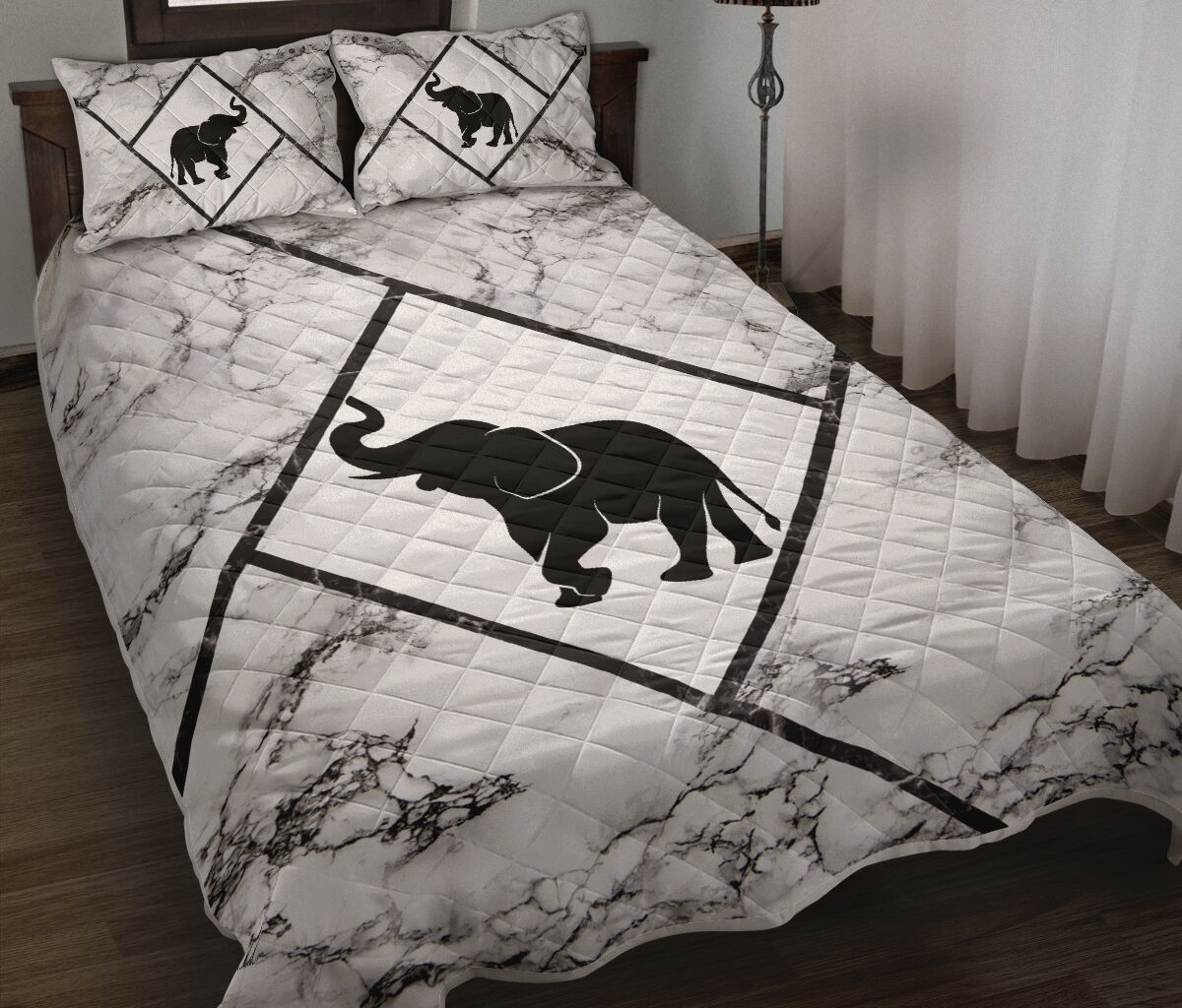 Elephant Marble Luxury Quilt Bedding Set - Unique Anime Apparel for Fans