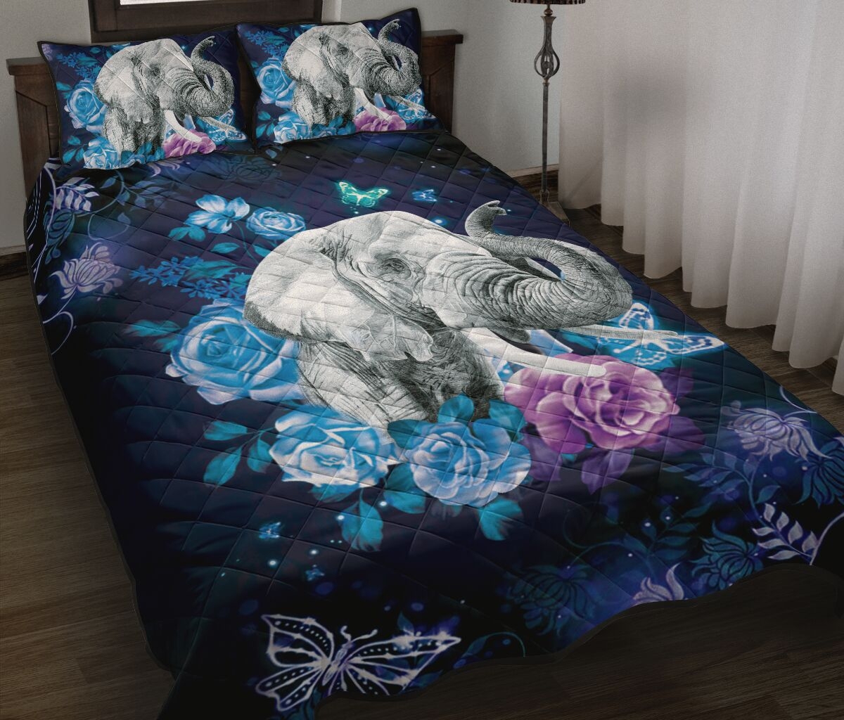 Elephant Rose Beautiful Quilt Bedding Set - Unique Anime Apparel for Fans