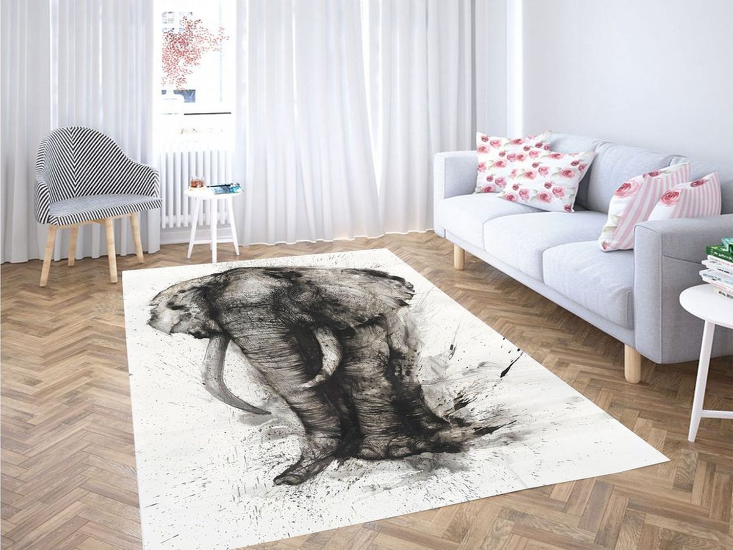 Elephant Spark Living Room Modern Carpet Rug - Unique Anime Apparel for Fans