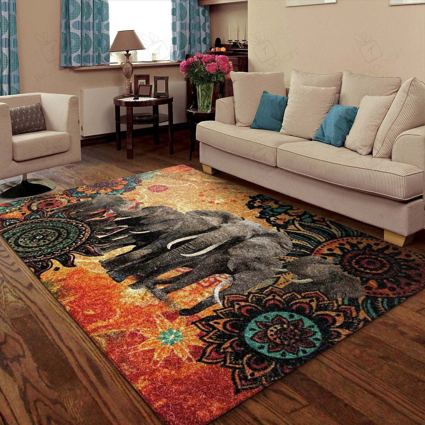 Elephants Rectangle Rug Decor Area Rugs For Living Room Bedroom Kitchen Rugs Home Carpet Flooring TTG013109