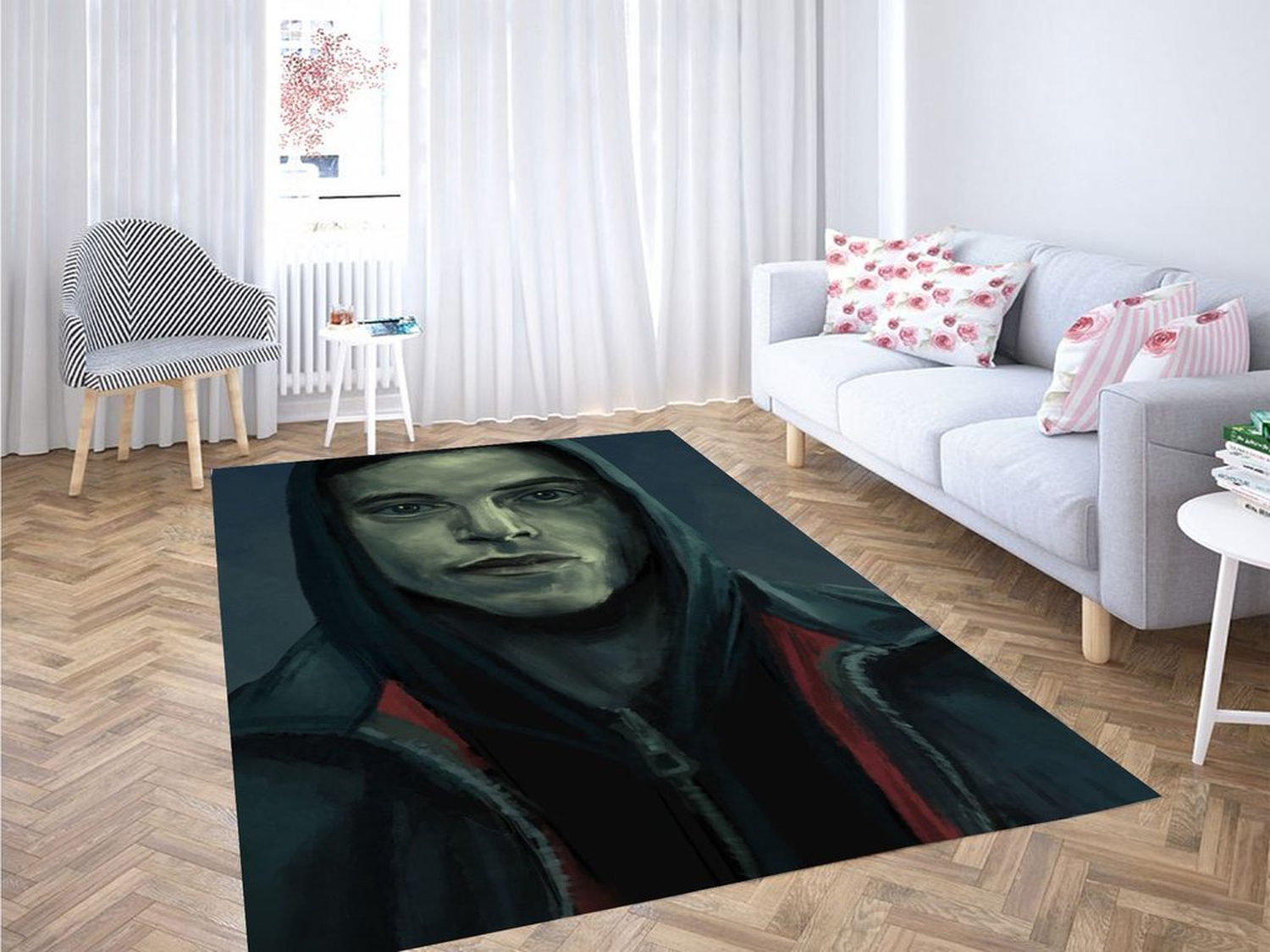 Elliot Alderson Painting Living Room Modern Carpet Rug - Unique Anime Apparel for Fans