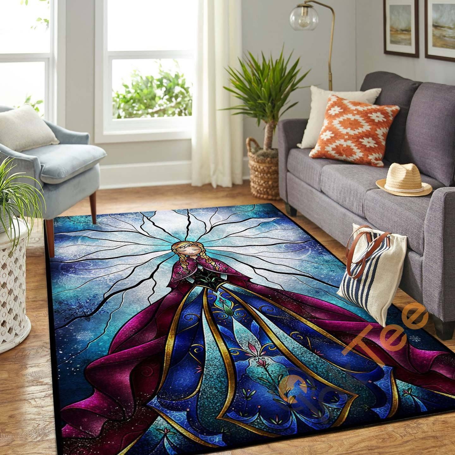Elsa Frozen Disney Floor Decor Movies Bedroom Lover Living Room Rug - Unique Anime Apparel for Fans
