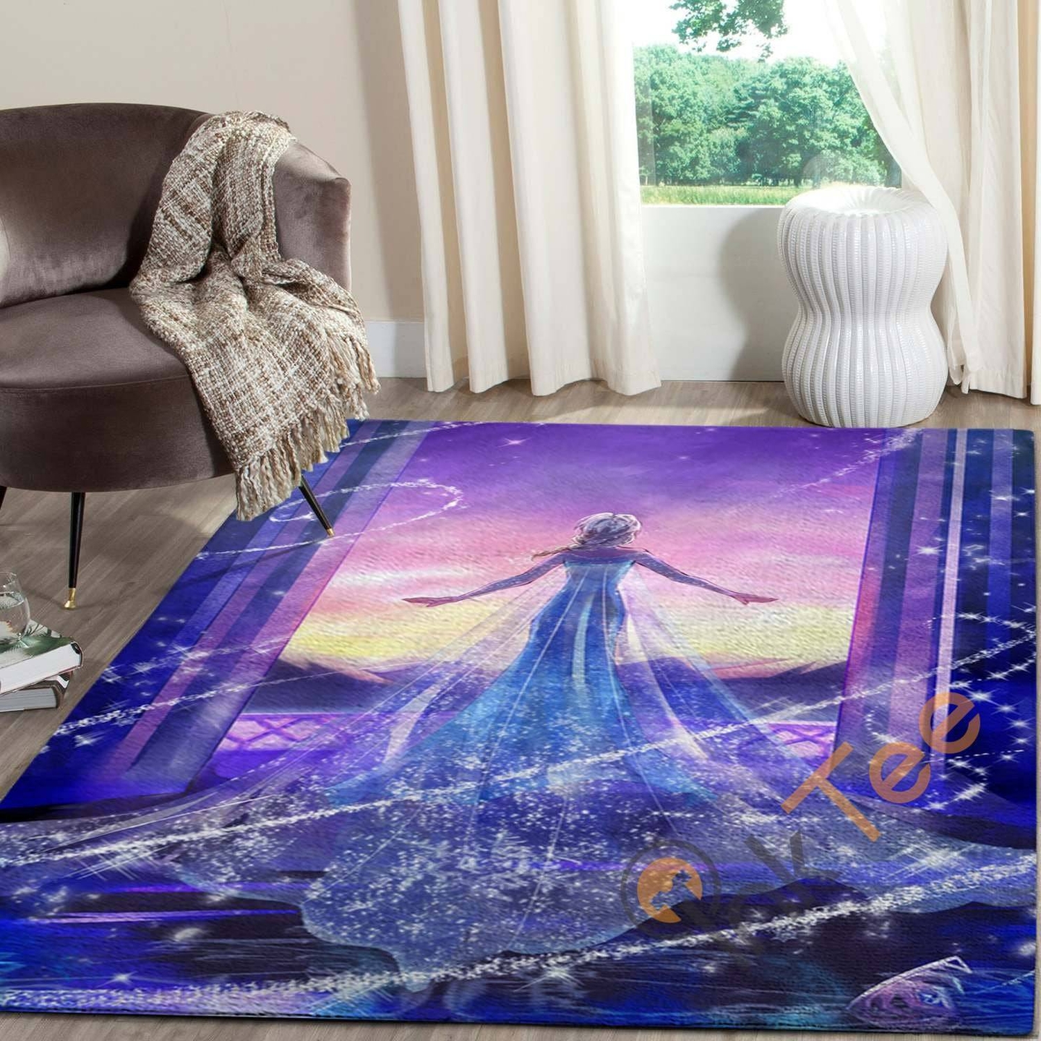 Elsa In Disney Princess Family Living Room Custom Lover Movies Rug - Unique Anime Apparel for Fans