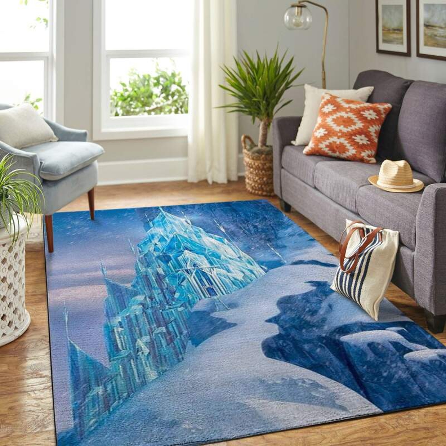 Elsa's Castle Living Room Area Rug - Unique Anime Apparel for Fans