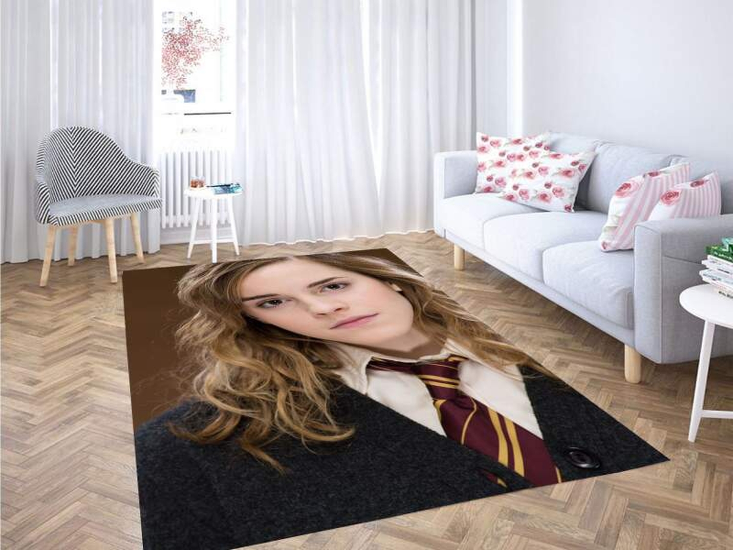 Emma Watson With Uniform Harry Potter Carpet Rug - Unique Anime Apparel for Fans