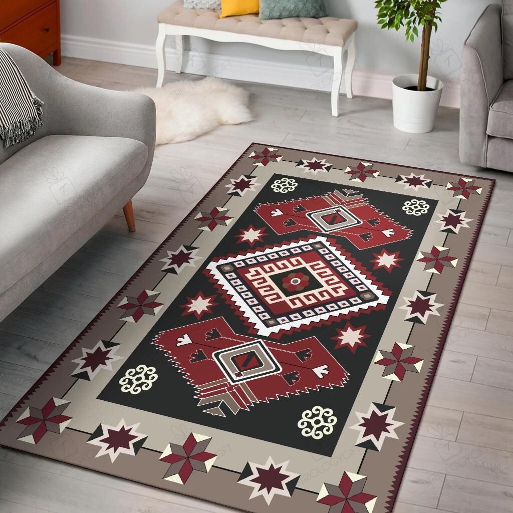 Ethnic Tribal Red Brown Pattern Native American Rectangle Rug Decor Area Rugs For Living Room Bedroom Kitchen Rugs Home Carpet Flooring TTG013191