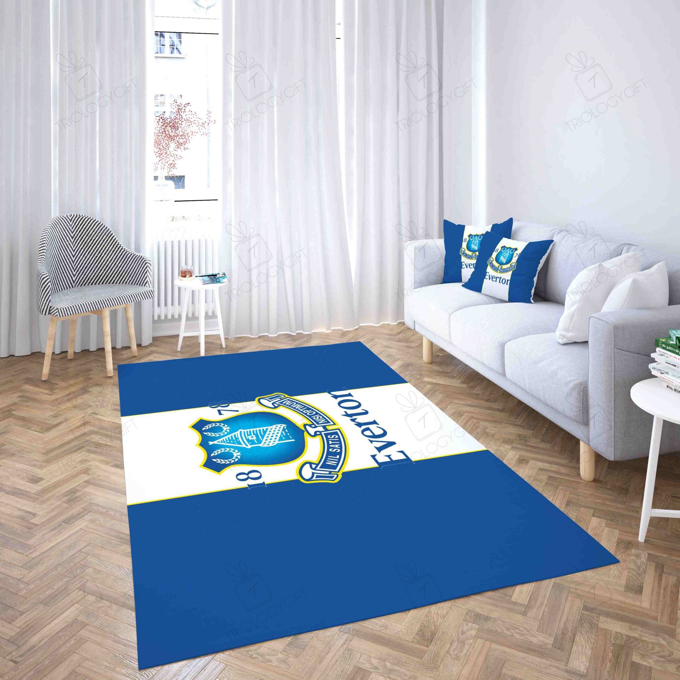 Everton Football Club White And Blue Rectangle Rug Decor Area Rugs For Living Room Bedroom Kitchen Rugs Home Carpet Flooring TTG013258