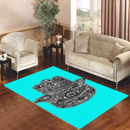 Evil Eye Hamsa Blue Mint Rectangle Rug Decor Area Rugs For Living Room Bedroom Kitchen Rugs Home Carpet Flooring TTG013266