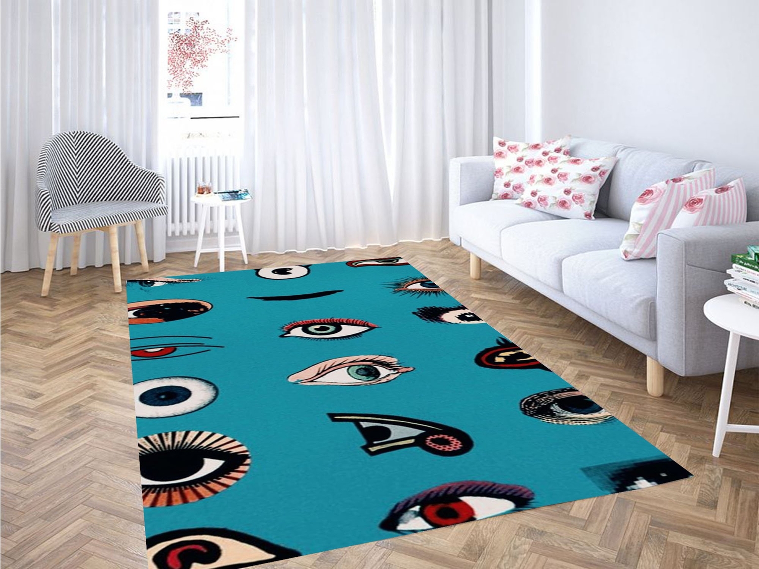 Eyes Blue Wallpaper Carpet Rug - Unique Anime Apparel for Fans