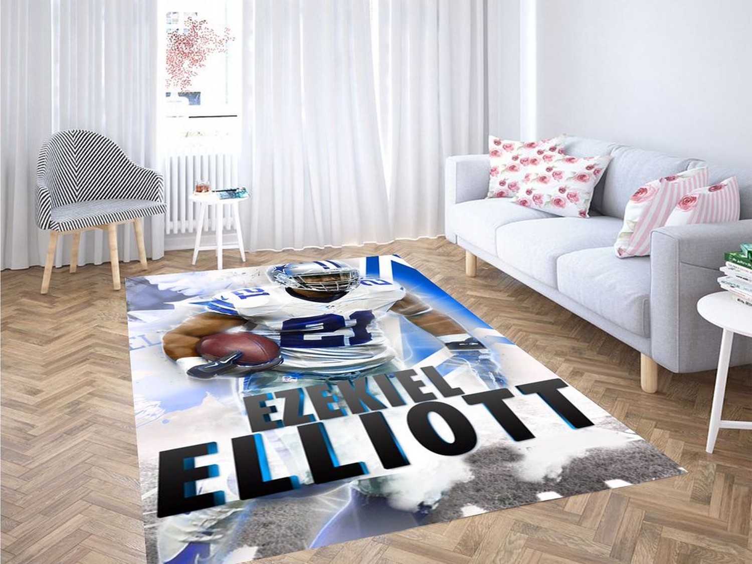 Ezekiel Elliott Living Room Modern Carpet Rug - Unique Anime Apparel for Fans
