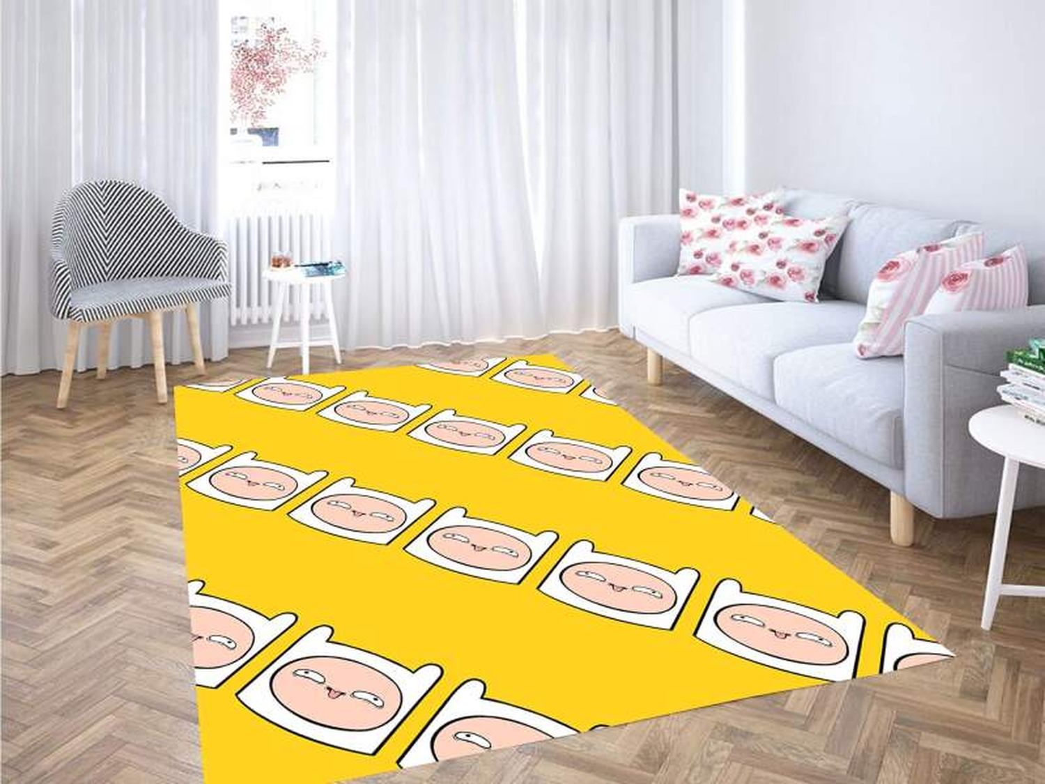 Face Of Finn Pattern Adventure Time Carpet Rug - Unique Anime Apparel for Fans
