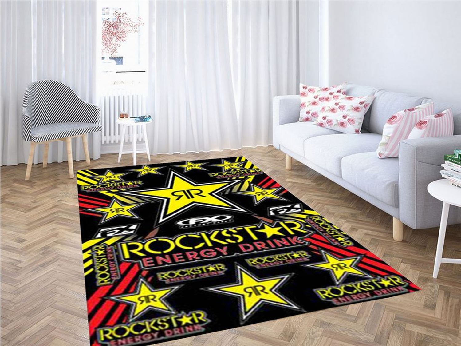 Factory Effex Rockstar Energy Sticker Living Room Modern Carpet Rug - Unique Anime Apparel for Fans