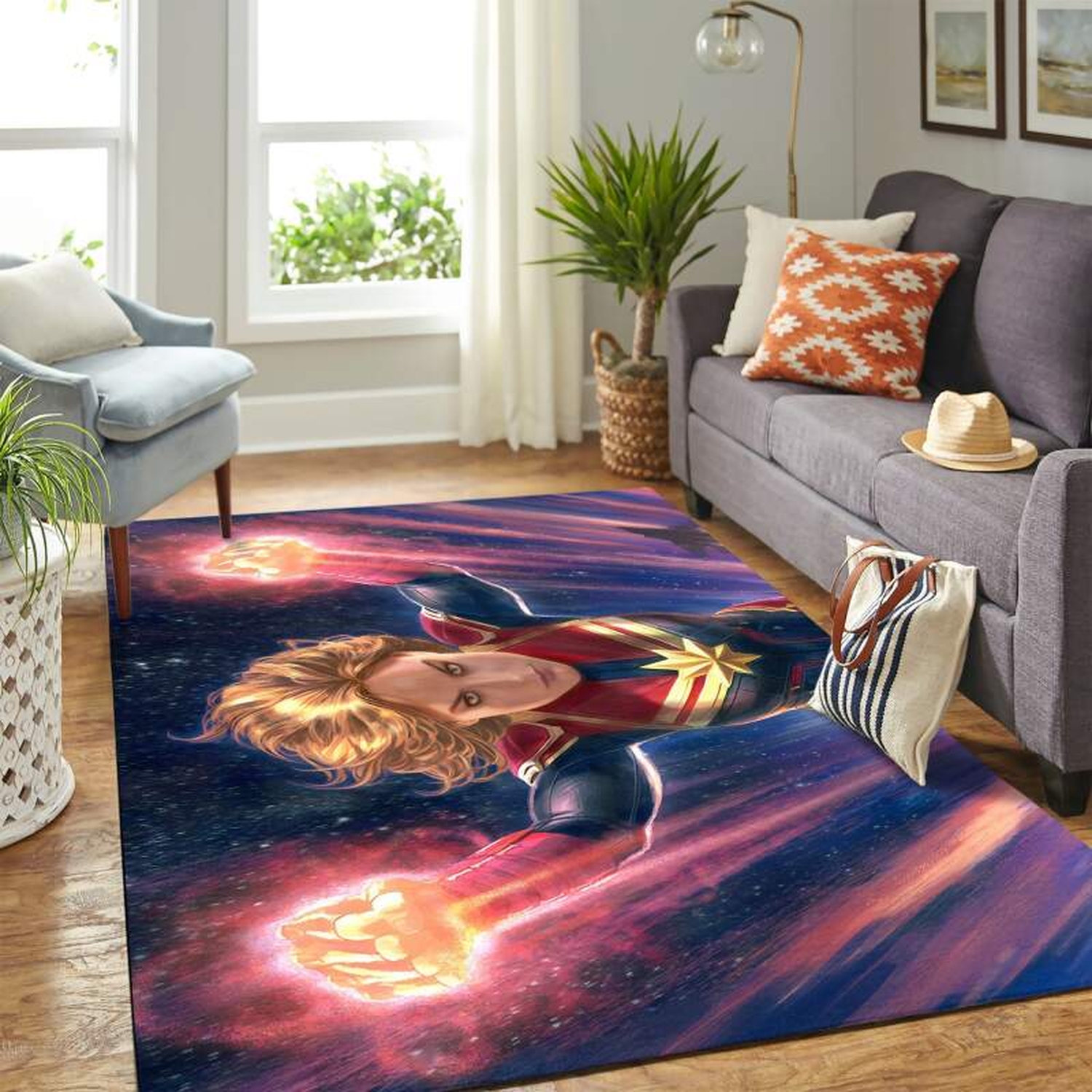 Fanart Capitana Marvel Carpet Floor Area Rug - Unique Anime Apparel for Fans