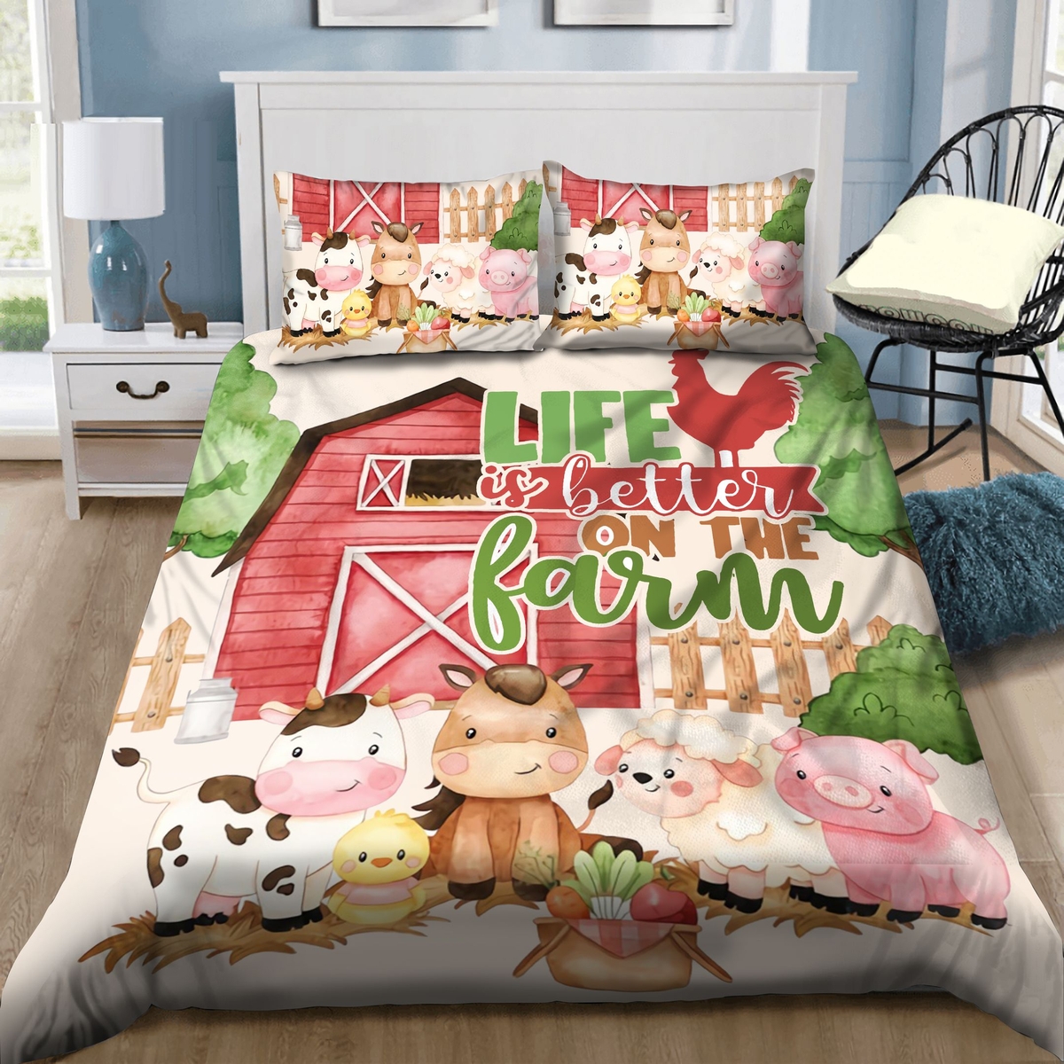 Farm Animals Like Is Better On The Farm Bed Sheets Spread Duvet Cover Bedding Set - Unique Anime Apparel for Fans