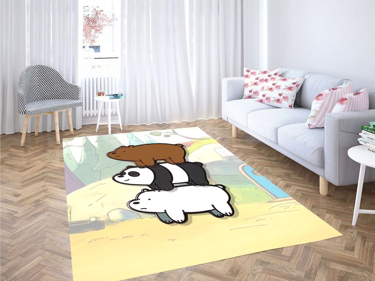 Fat We Bare Bears Living Room Modern Carpet Rug - Unique Anime Apparel for Fans
