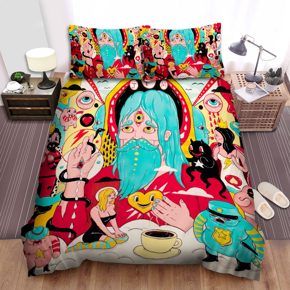 Father John Misty Fear Fun Album Music Bed Sheets Spread Duvet Cover Bedding Set - Unique Anime Apparel for Fans