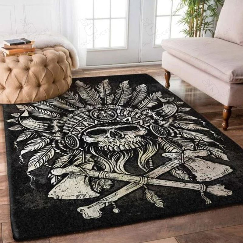 Feather Skull Rectangle Rectangle Rug Decor Area Rugs For Living Room Bedroom Kitchen Rugs Home Carpet Flooring TTG013390