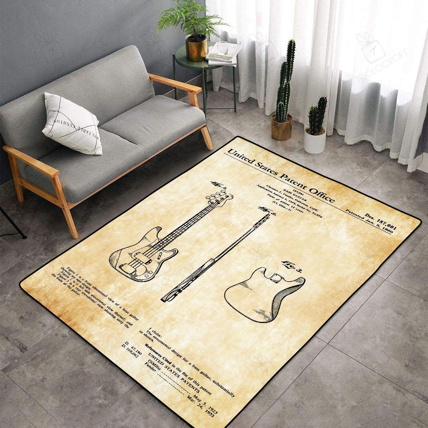 Fender Bass Guitar Patent Aak558 Rectangle Rug Decor Area Rugs For Living Room Bedroom Kitchen Rugs Home Carpet Flooring TTG013432