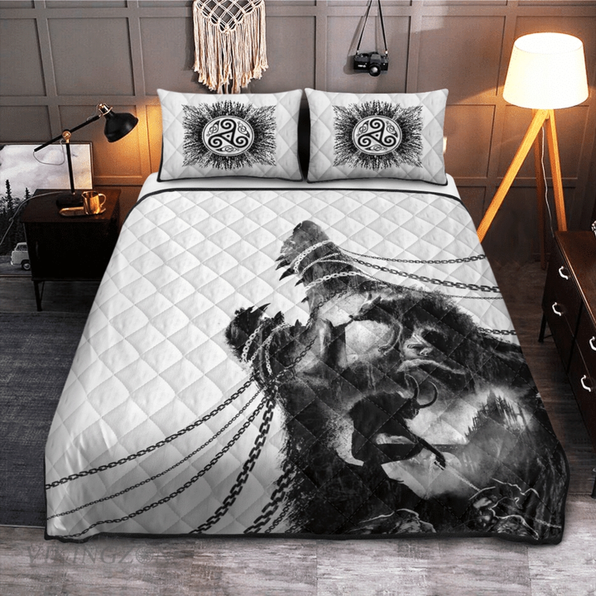 Fenrir Wolf Viking Quilt Bedding Set - Unique Anime Apparel for Fans