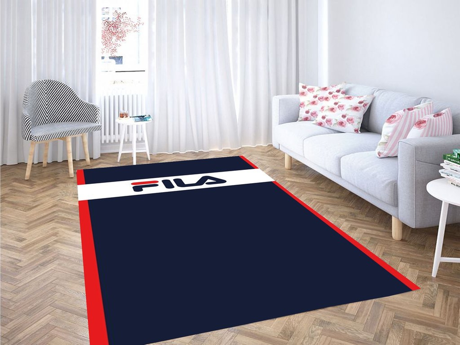 Fila Logos Living Room Modern Carpet Rug - Unique Anime Apparel for Fans