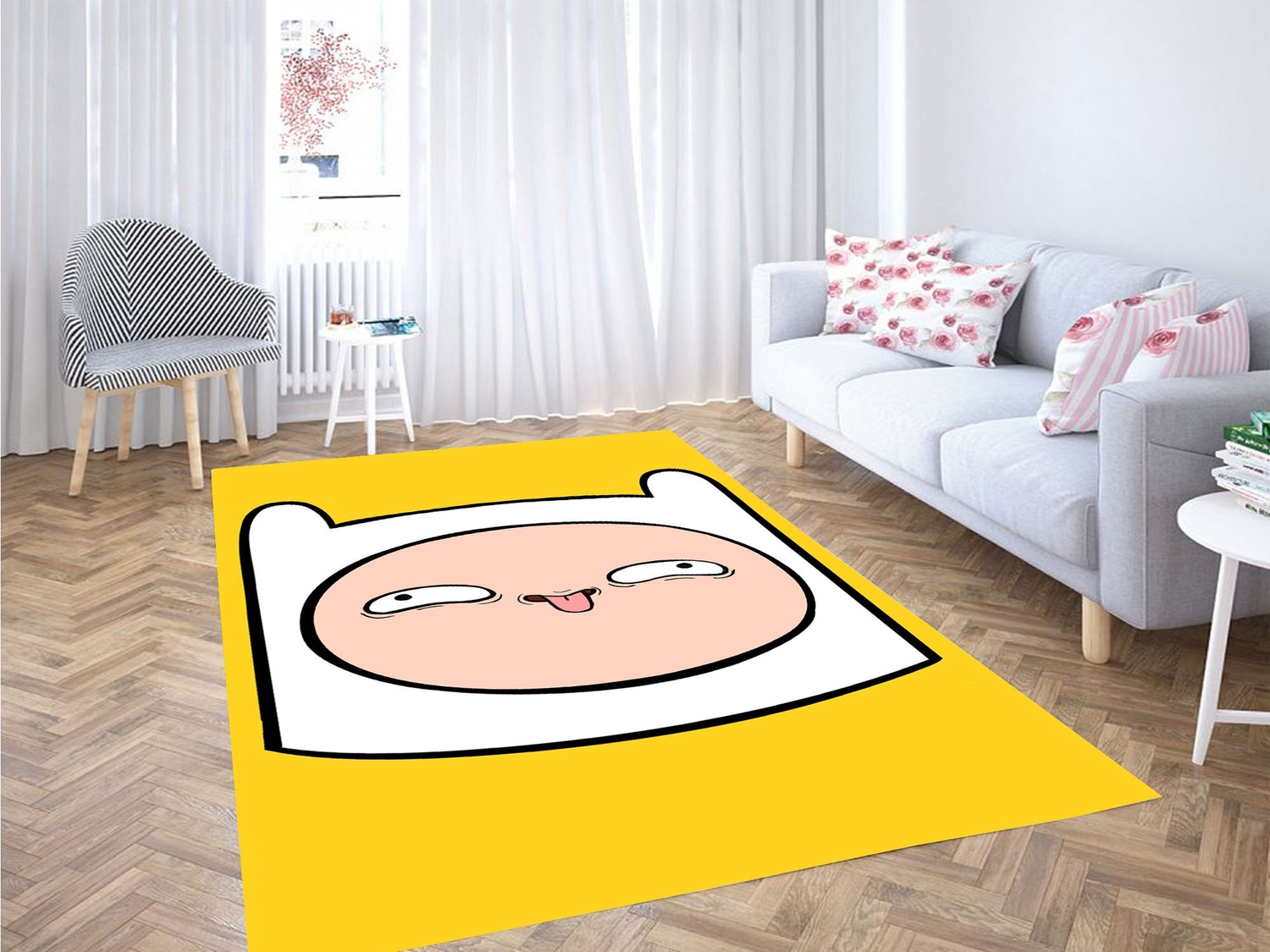 Finn Face Adventure Time Carpet Rug - Unique Anime Apparel for Fans