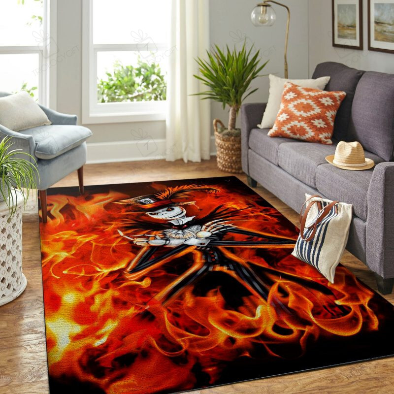 Fire Jack Skellington The Nightmare Before Christmas Halloween Rectangle Rug Decor Area Rugs For Living Room Bedroom Kitchen Rugs Home Carpet Flooring TTG013528