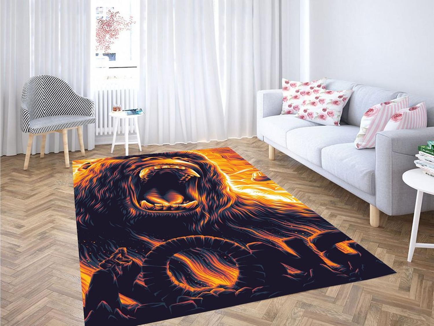 Fire Kong Skull Island Living Room Modern Carpet Rug - Unique Anime Apparel for Fans