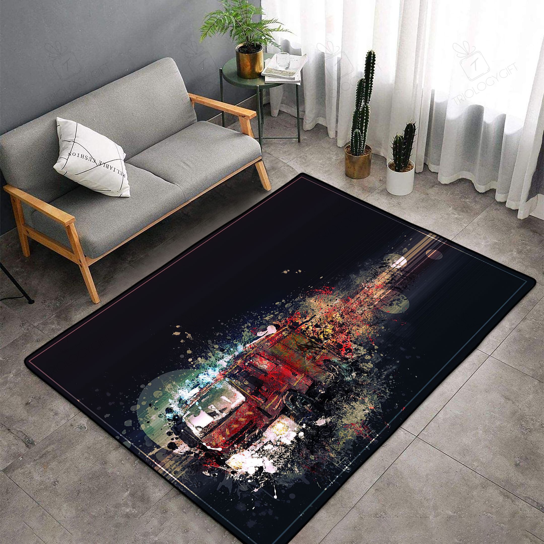 Fire Truck Rectangle Rug Decor Area Rugs For Living Room Bedroom Kitchen Rugs Home Carpet Flooring TTG013530