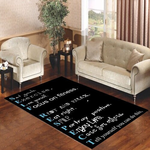 Fitness Quote Self Respect Rectangle Rug Decor Area Rugs For Living Room Bedroom Kitchen Rugs Home Carpet Flooring TTG013619