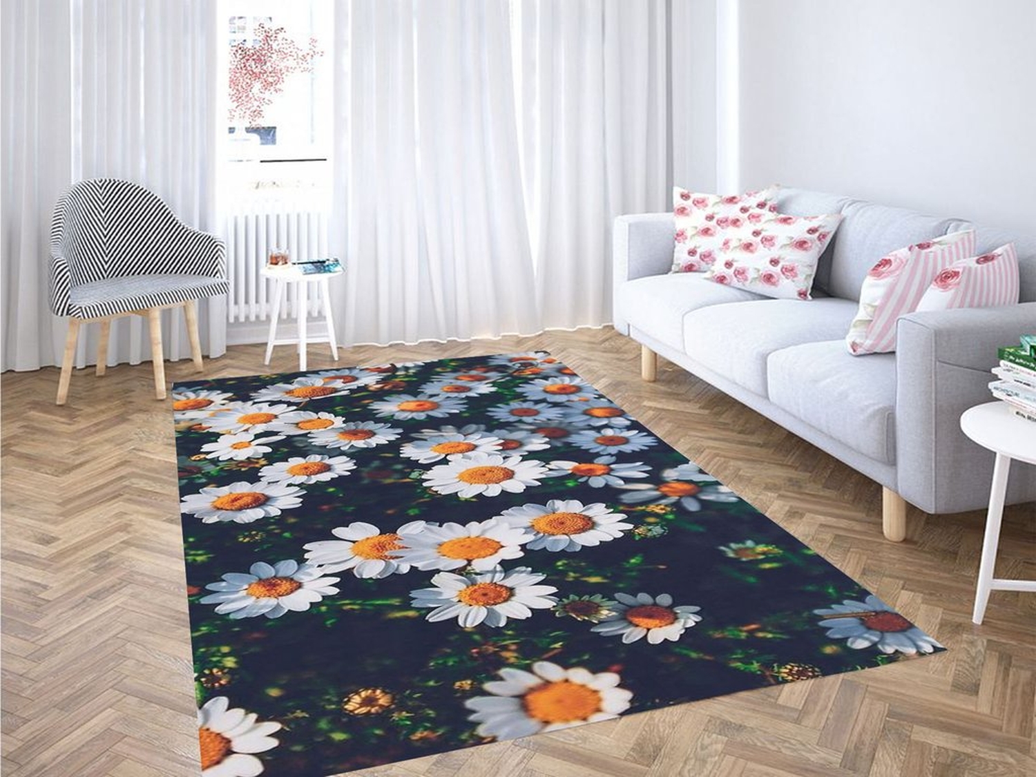 Flores Backgrounds Living Room Modern Carpet Rug - Unique Anime Apparel for Fans
