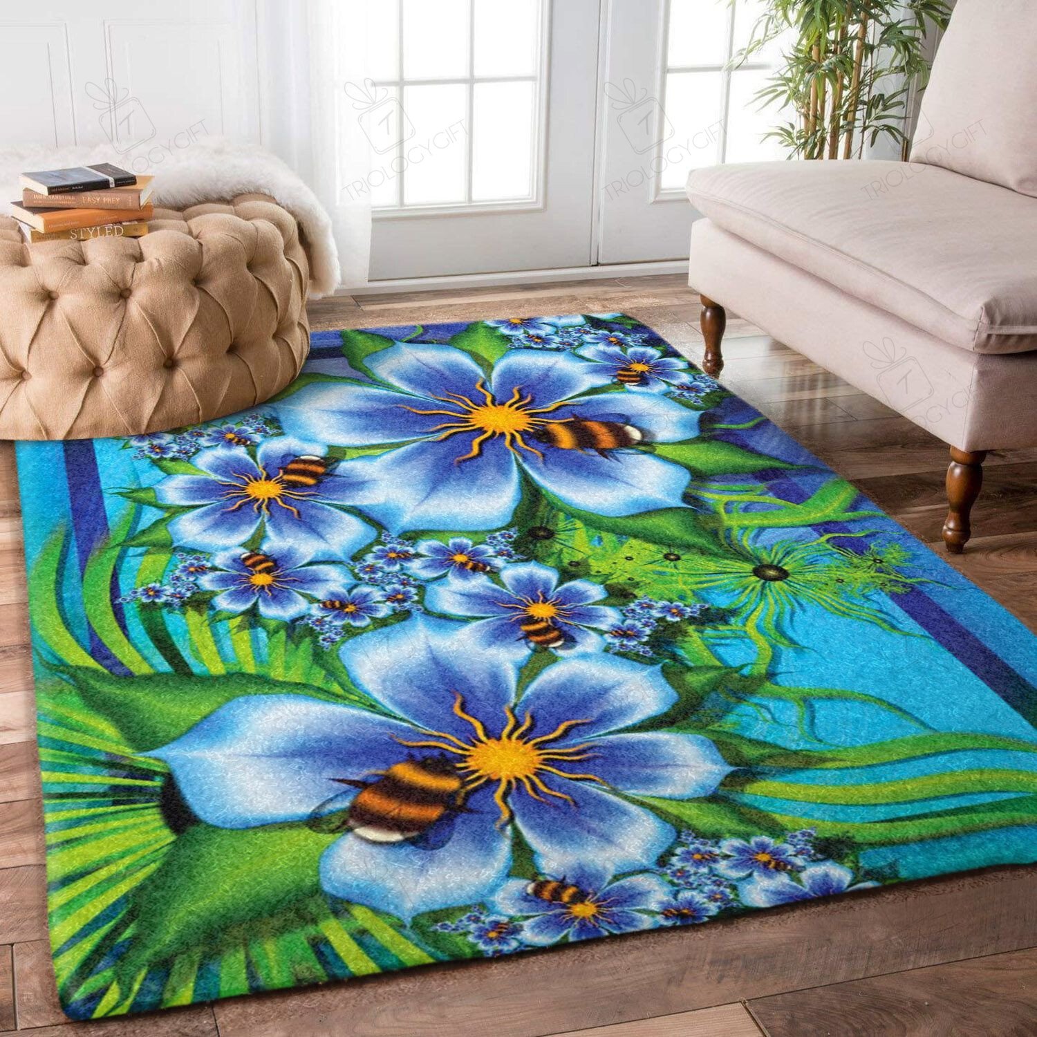 Flower Honey Bee Rectangle Rug Decor Area Rugs For Living Room Bedroom Kitchen Rugs Home Carpet Flooring TTG013706