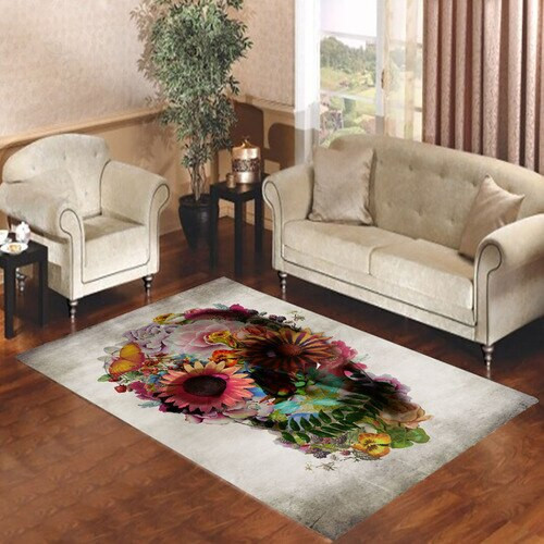 Flower Sugar Skull Pink Day Of The Dead Rectangle Rug Decor Area Rugs For Living Room Bedroom Kitchen Rugs Home Carpet Flooring TTG013772