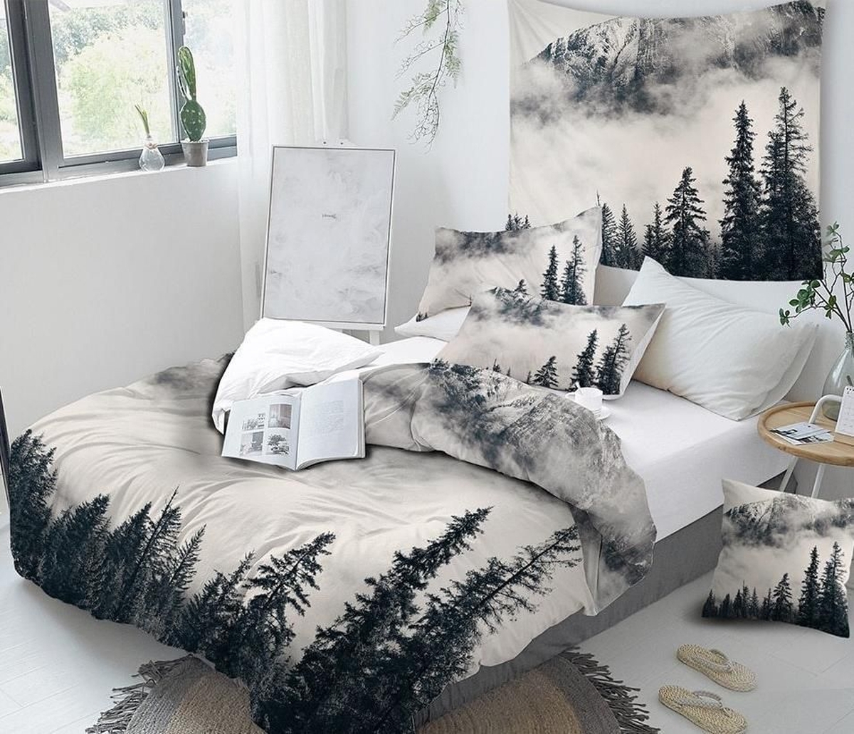 Foggy Forest Bed Sheets Spread Duvet Cover Bedding Set - Unique Anime Apparel for Fans