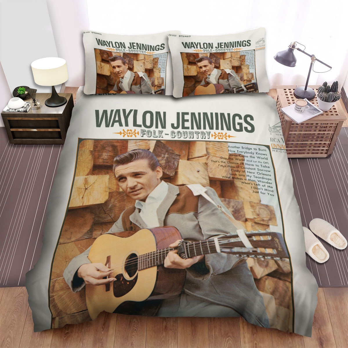 Folk Country Waylon Jennings Bed Sheets Spread Duvet Cover Bedding Set - Unique Anime Apparel for Fans