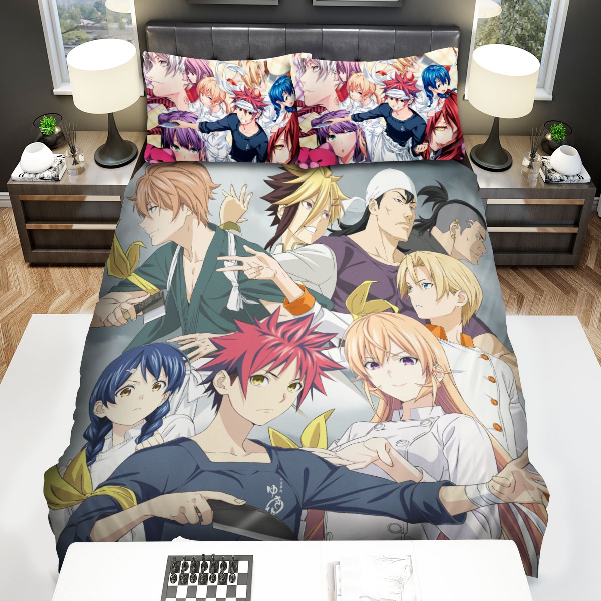 Food Wars Shokugeki No Soma Characters In Uniform Bed Sheets Spread Duvet Cover Bedding Set - Unique Anime Apparel for Fans