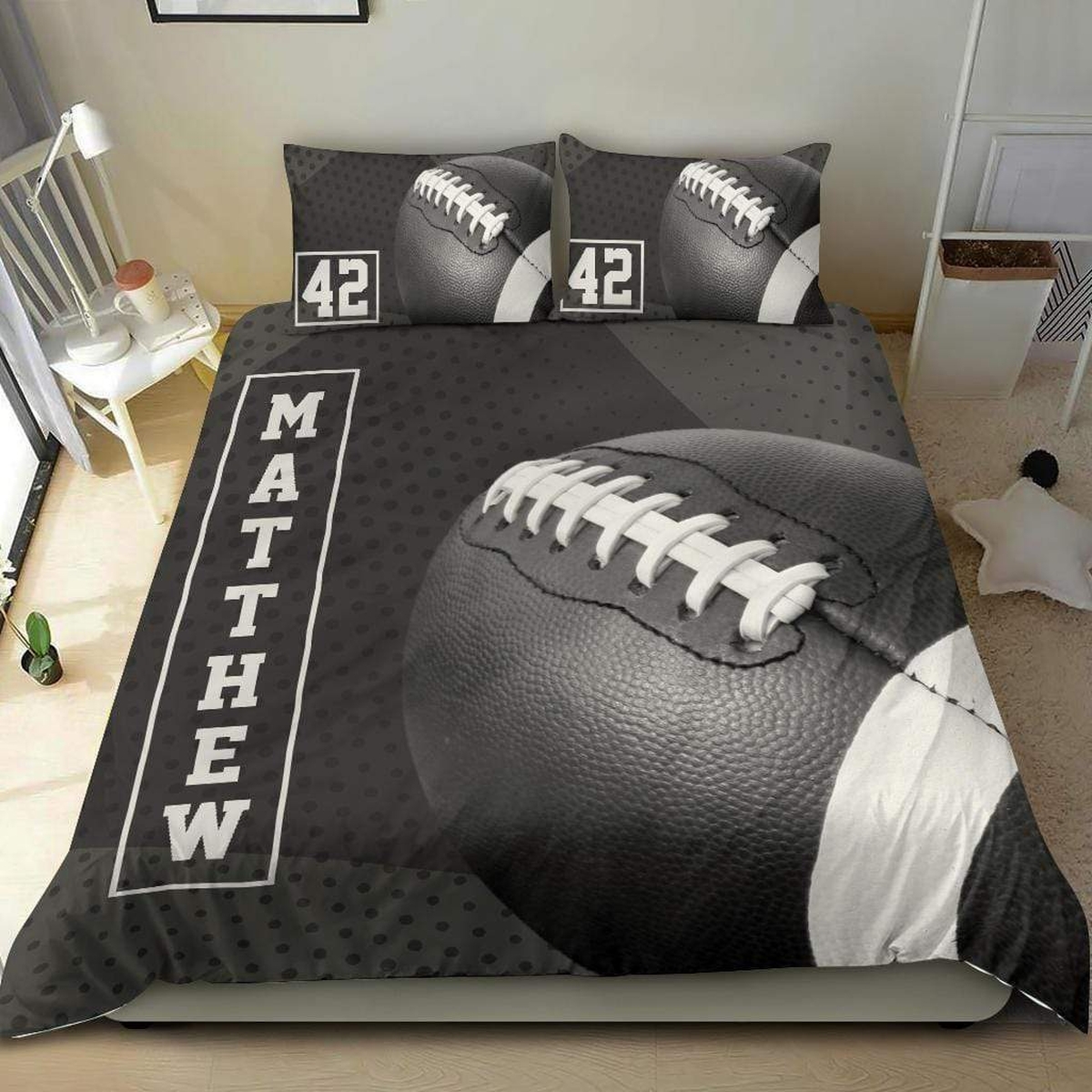 Football Vintage Custom Duvet Cover Bedding Set With Your Name - Unique Anime Apparel for Fans