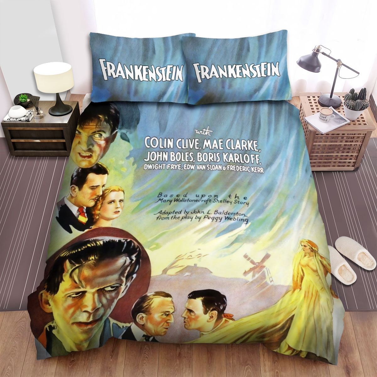 Frankenstein Movie Poster 2 Bed Sheets Spread Duvet Cover Bedding Set - Unique Anime Apparel for Fans