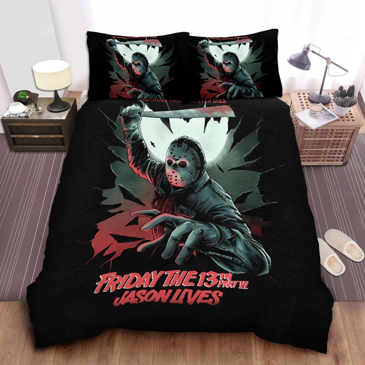 Friday The 13th Jason Lives Bed Sheets Spread Duvet Cover Bedding Set - Unique Anime Apparel for Fans