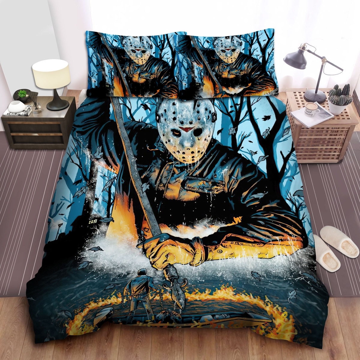 Friday The 13th, Jason's Lance Bed Sheets Spread Comforter Duvet Cover Bedding Set - Unique Anime Apparel for Fans