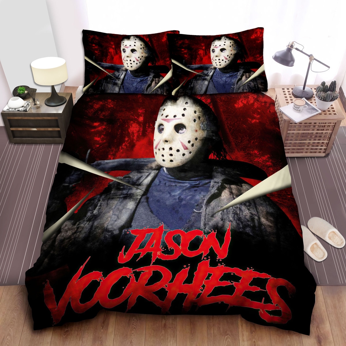 Friday The 13th Red Letters Bed Sheets Spread Duvet Cover Bedding Set - Unique Anime Apparel for Fans