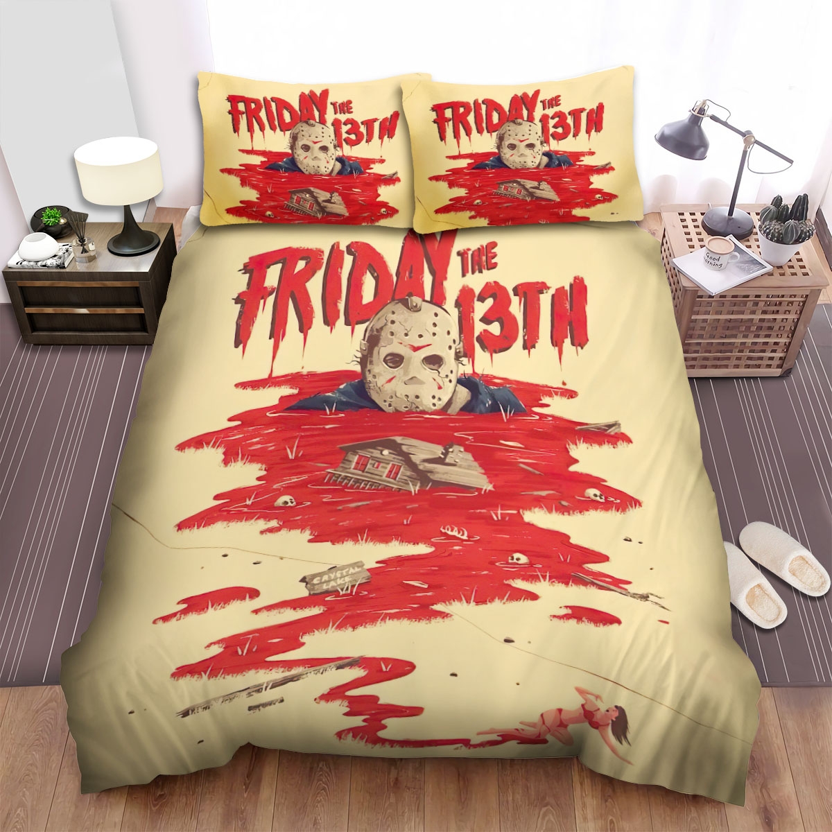 Friday The 13th Run Movie Poster Bed Sheets Spread Duvet Cover Bedding Set - Unique Anime Apparel for Fans